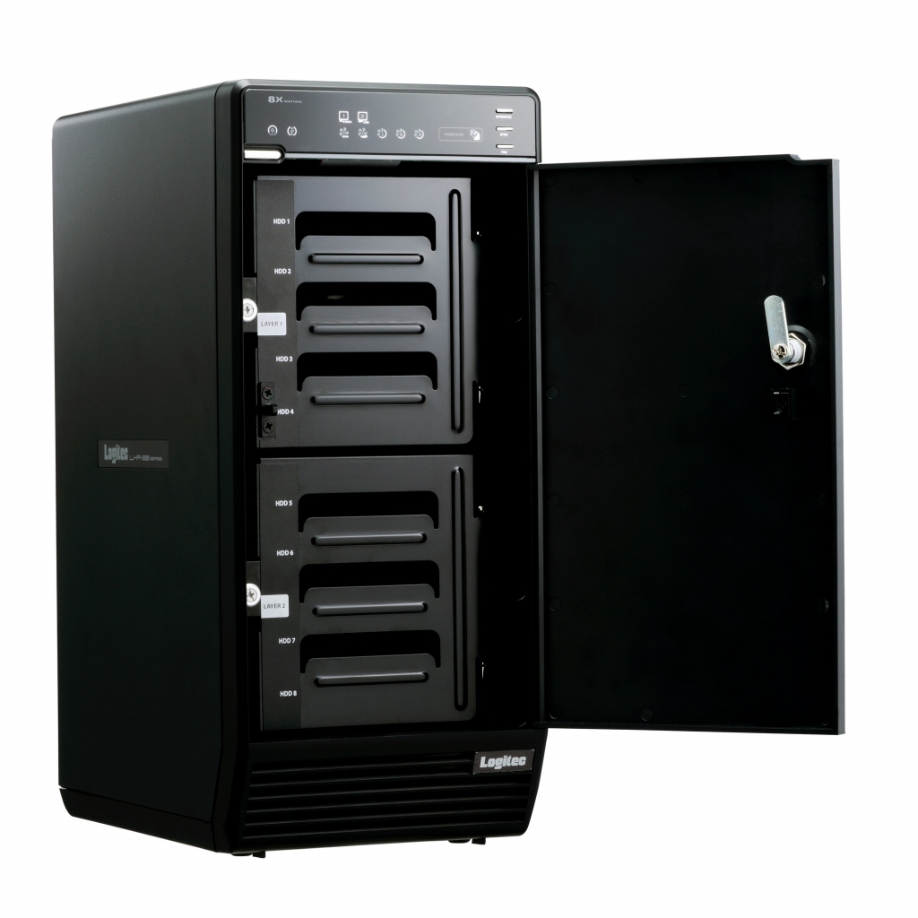 「WD Red」内蔵のフォト向け8ベイRAIDストレージ、ロジテック「LHR-8BRHEU3WR」シリーズ