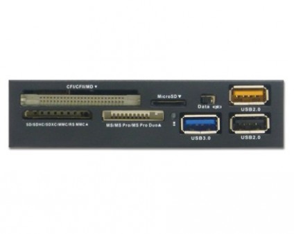 USB3.0カードリーダーとUSBポートを集約した3.5インチフロントI/O、アイネックス「PF-102CR3」