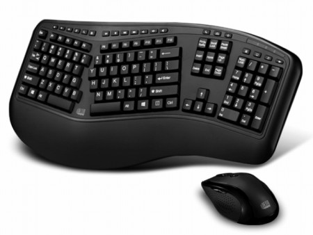 左右分割デザインのエルゴキーボード＆レーザーマウスのコンボモデル、Adesso「TruForm Media 1500」