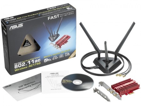 最大1,300Mbpsの802.11ac対応PCIe（x1）無線LAN拡張カード、ASUS「PCE-AC68」