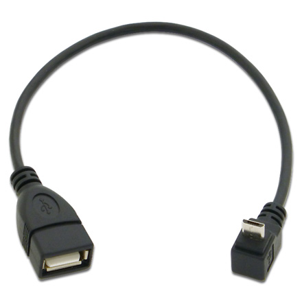 L型Micro-Bコネクタを採用する、USBホストケーブル4種がアイネックスから