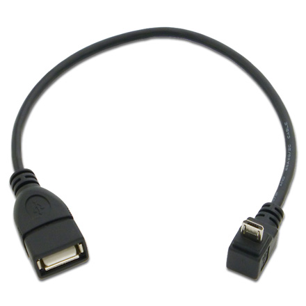 L型Micro-Bコネクタを採用する、USBホストケーブル4種がアイネックスから