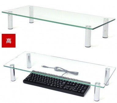 ダイヤテック、机上スペースを有効活用できるデスクトップガラススタンド「高」「低」計2種発売