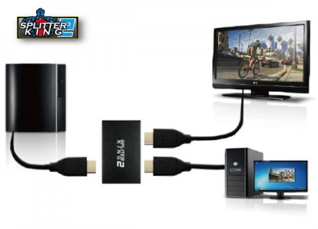HDMI信号を2台のHDMI機器に分岐できるHDMI分配器、エアリア「SPLITTER KING2」
