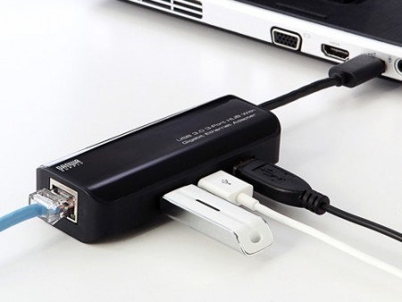 スリムノートを拡張できるギガビットLAN搭載USB3.0ハブがサンワダイレクトから