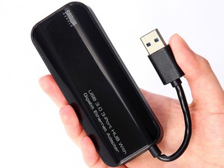 スリムノートを拡張できるギガビットLAN搭載USB3.0ハブがサンワダイレクトから