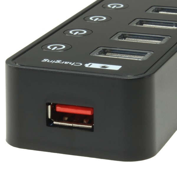 スマホを高速充電できる専用ポート付き7ポートUSB3.0ハブ、上海問屋から