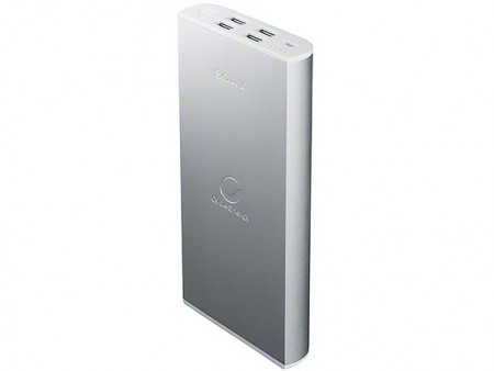 4台の同時充電に対応する容量20,000mAhのUSBポータブルバッテリ、ソニー「CP-B20」