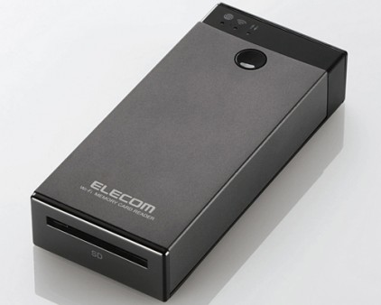 スマホ向けデータ移行アプリ対応のWi-Fiカードリーダ、エレコム「MR-WI02BK」