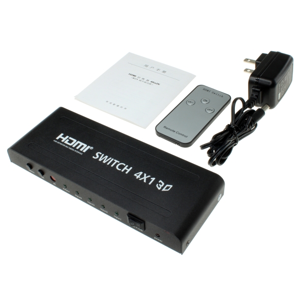 切り替え先画面をワイプで確認できる4:1対応HDMI切替器、上海問屋「DN-11539」
