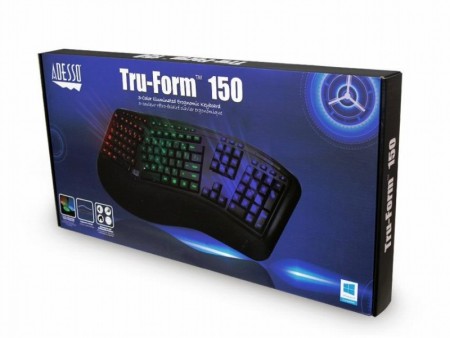 Adesso、左右分割レイアウトのイルミネーション搭載エルゴキーボード「Tru-Form 150」発売