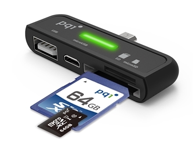 Android端末に便利な4-in-1マルチカードリーダー、PQI「Connect 209」