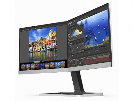 2画面を連結させたデュアルディスプレイ、Philips「19DP6QJNS/11