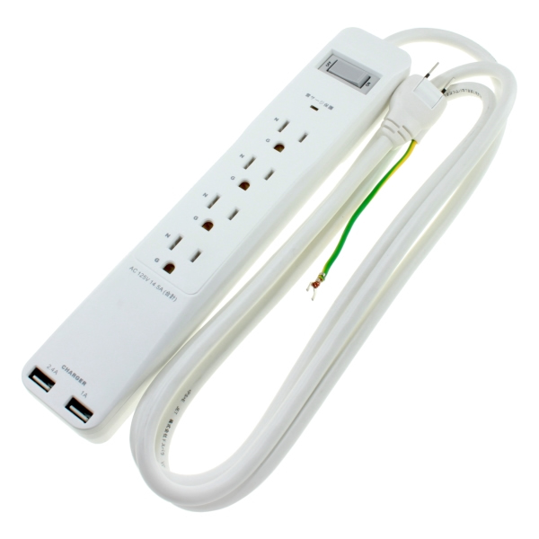 USBポートも備えた雷サージ機能付き4口電源タップが上海問屋から