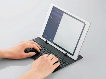 携帯時は極薄カバー。エレコム、iPad Air 2対応のスタンド付きキーボード「TK-FBP068ISV2」来月発売