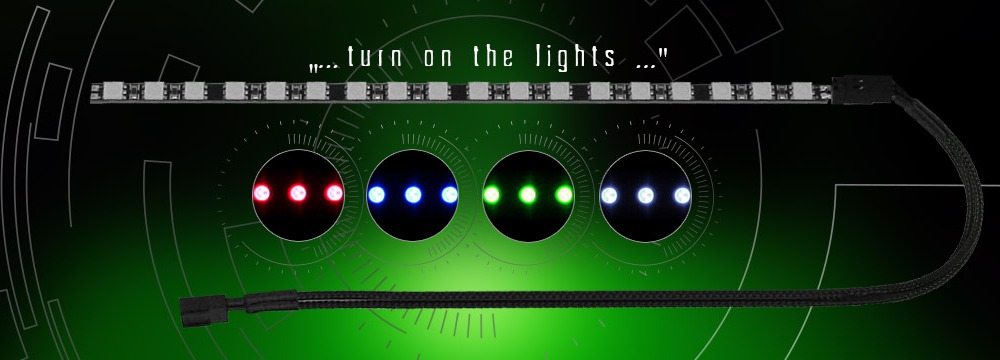 ケース内のドレスアップ向けLEDライティングバー「Rigid LED」シリーズ。カラーは全4色がラインナップされる