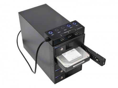 手元でHDDの電源をON/OFFできる外付け5ベイHDDケース、センチュリー「裸族のカプセルホテル5Bay」