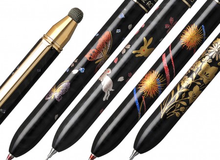 プラチナ、近代蒔絵で装飾した「近代蒔絵ダブルアクション＋タッチペン」