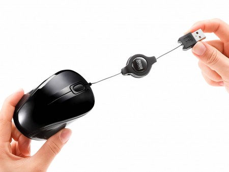 サンワサプライ、クリック＆ホイール回転音が静かな”静音マウス”にケーブル巻き取りタイプが登場