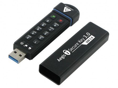専用キーパッド搭載のUSB3.0高セキュリティメモリ、Apricorn「Aegis Secure Key 3.0」