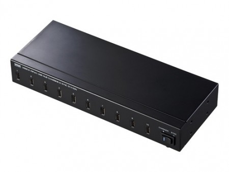 10台のiPadを充電・同期できるUSB2.0ハブ、サンワサプライ「USB-HCS10」
