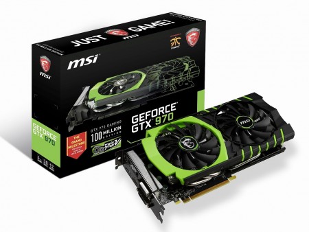 NVIDIAカード1億枚記念の特別版。グリーンのGTX 970搭載モデル「GTX 970 GAMING 100ME」は20日発売