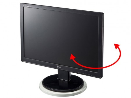 液晶ディスプレイやノートPCが360°回転。大小2種類の回転台がサンワサプライから