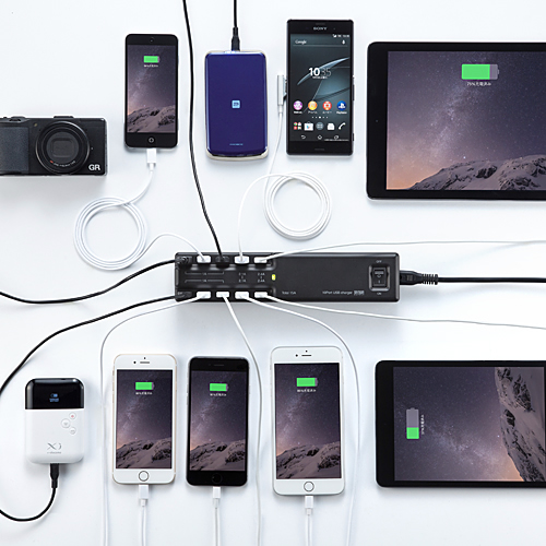 最大10台の同時充電に対応。USB×10ポートの「USB充電器」がサンワダイレクトで発売中