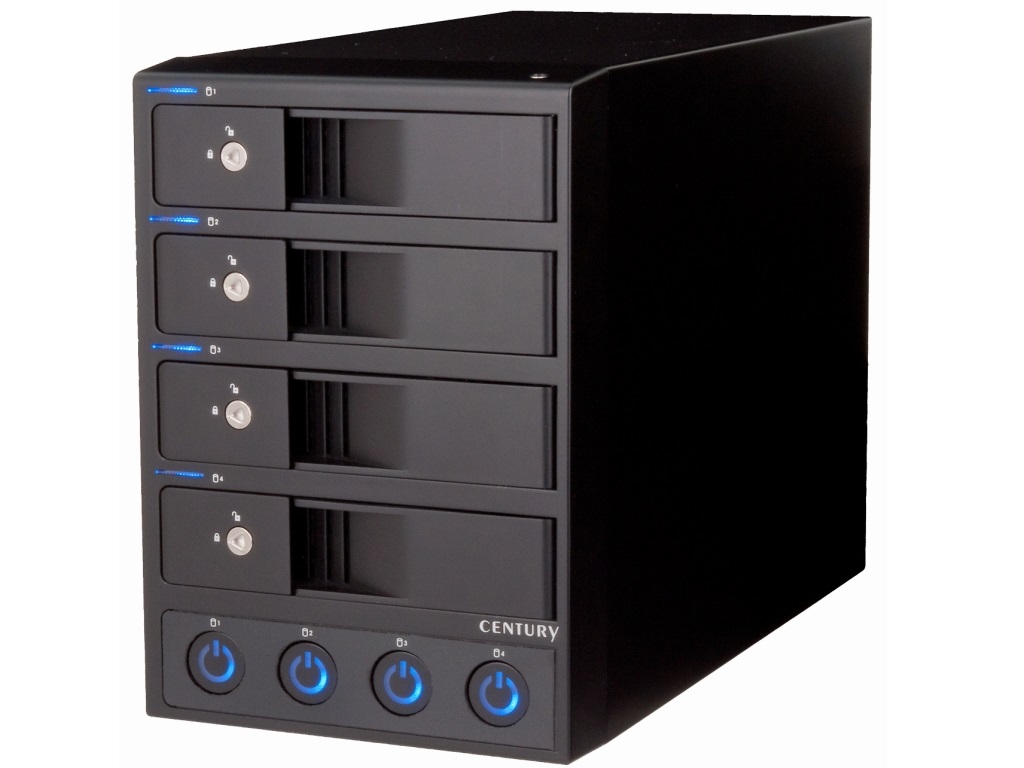 CENTURY 裸族のカプセルホテル 4ベイ HDDケース 8TB HDD対応の独立電源スイッチ搭載4ベイケース、センチュリー「裸族の