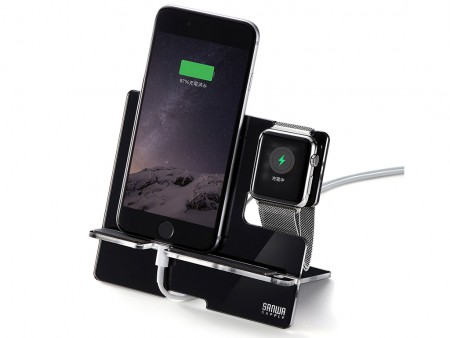 Apple WatchとiPhoneが同時充電できるアクリル製スタンドが、サンワサプライから