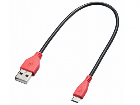 赤は充電専用。最大2Aでスマホを急速充電するmicroUSBケーブルがサンワサプライから
