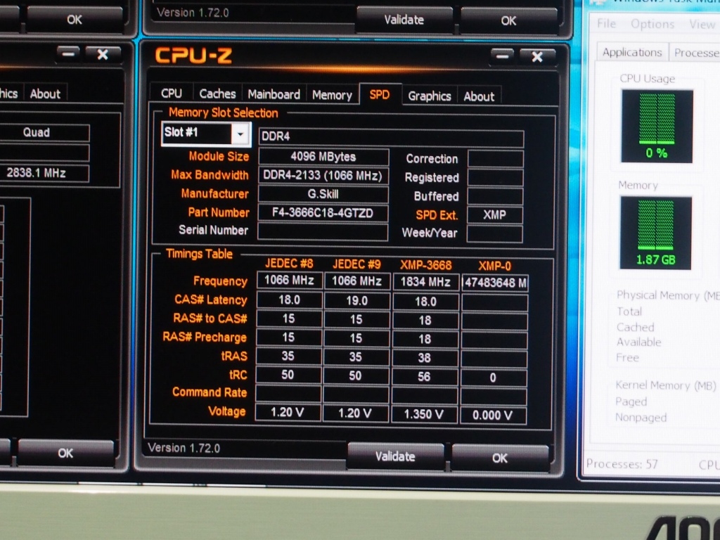 「DDR4-3666MHz」のプロファイルが登録されているのが確認できる