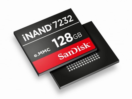 最大転送280MB/s、容量128GBのモバイル向けNANDフラッシュ、SanDisk「iNAND 7232」