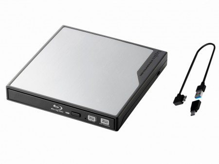 Type-C変換アダプタ付属のMac用ポータブルBlu-rayドライブ、ロジテック「LBD-PMJ6U3MSVC」