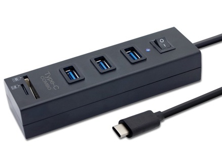 USB3.1 Gen1 Type-C対応のカードリーダ付きUSBハブ、アイネックス「HUB-05」8月下旬発売