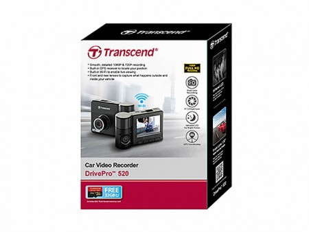車内・車外が撮影できるデュアルレンズ仕様のドラレコ、Transcend「DrivePro 520」