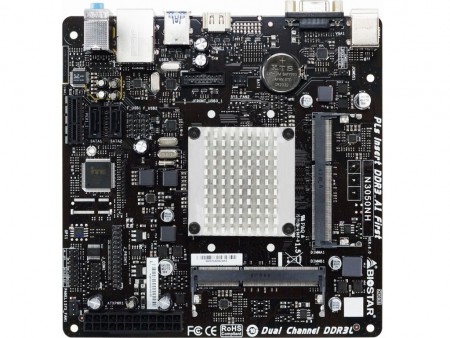 Celeron N3050を搭載するファンレスMini-ITXマザー、BIOSTAR「N3050NH」