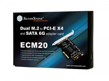 2枚のM.2 SSDをPCI-Express（x4）スロットに増設できる拡張カード、SilverStone「ECM20」