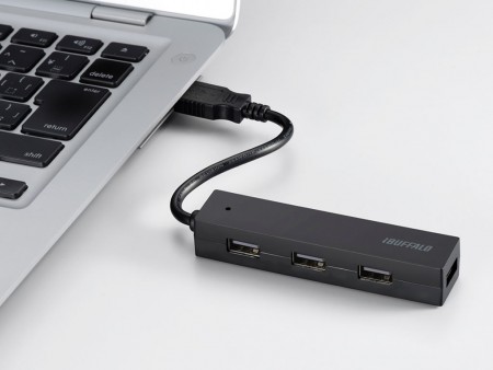 余分な機能は一切無し。シンプルなUSB2.0ハブ、バッファロー「BSH4U25」シリーズ