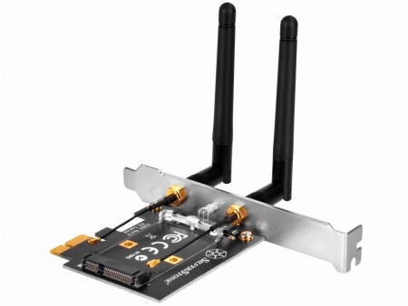 miniPCIeのWi-FiカードをデスクトップPCで使えるアダプタ、SilverStone「SST-ECWA1-LITE」