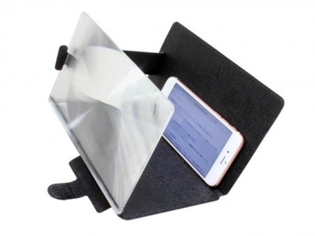 置くだけでスマホ画面を拡大できる、スタンド付きの拡大鏡が上海問屋から