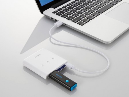 スマホと一緒に持ち運べるワイヤレスマルチカードリーダ、エレコム「MR-WI03WH」