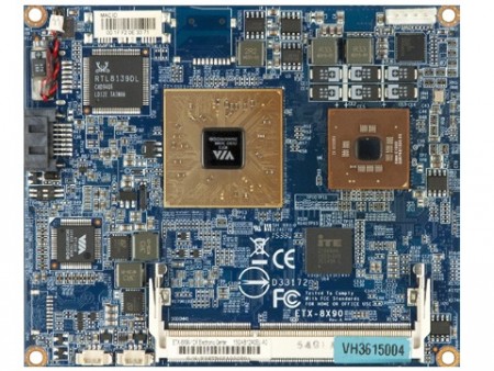 VIA、Eden X1搭載のETXカード「ETX-8X90-10GR」。オプションボードでMini-ITX化も可能