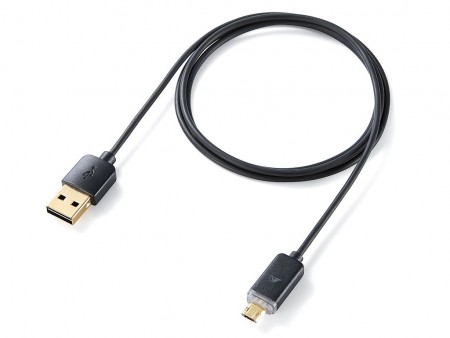 LEDが充電状況を教えてくれる、リバーシブル仕様のmicroUSBケーブルがサンワダイレクトから