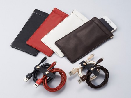 キングジム、オシャレなレザー調の「レザフェス」シリーズにスマホアクセ追加。ケース＆充電ケーブルが来月発売