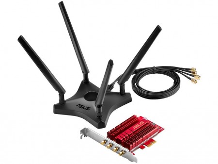 最大転送2,167Mbps。4×4 MIMO対応の802.11ac無線LANカード、ASUS「PCE-AC88」