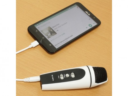 動画撮影の音声入力にも使えるUSB接続のスマホ用マイク、上海問屋「USB充電 スマホ用マイク」