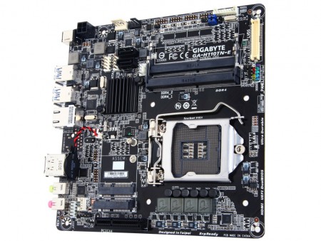 ACアダプタ駆動のIntel H110チップ採用Thin Mini-ITXマザー、GIGABYTE「GA-H110TN-E」