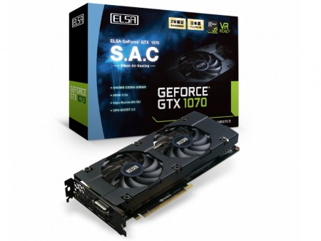 全長268mmの静音デュアルファンクーラー搭載GTX 1080/1070、ELSA「S.A.C」シリーズ2種発売
