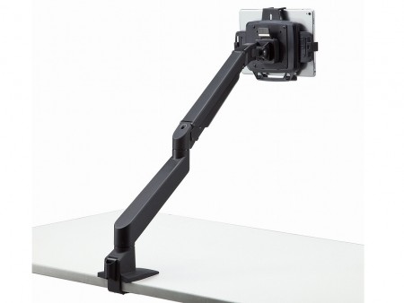 軽すぎても大丈夫。0.5～5kg荷重対応のガスショック式多関節タブレットアームがサンワから